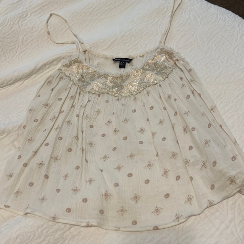 Flowy white and gold tank